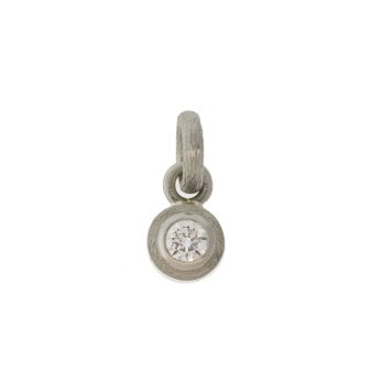 Rene Escobar Trunk Show: X-SMALL WHITE GOLD BEZEL PENDANT SET WITH 0.25CT IN WHITE DIAMONDS.