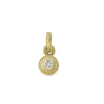 Rene Escobar Trunk Show: X-SMALL GOLD BEZEL PENDANT SET WITH 0.25CT IN WHITE DIAMONDS