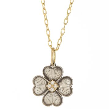 Erica Molinari: Charm, SS/DIA (0.1ct) Baby Engraved Shamrock Charm - "to live, life, truth, to love"