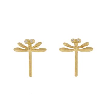 Erica Molinari: 18k Baby dragonfly earrings ,0.01 ct