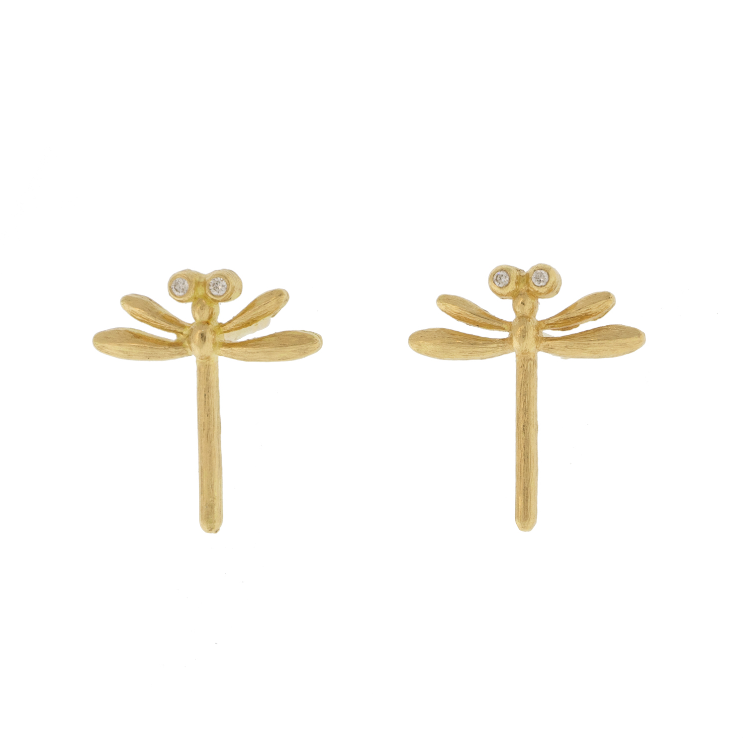 Erica Molinari: 18k Baby dragonfly earrings ,0.01 ct