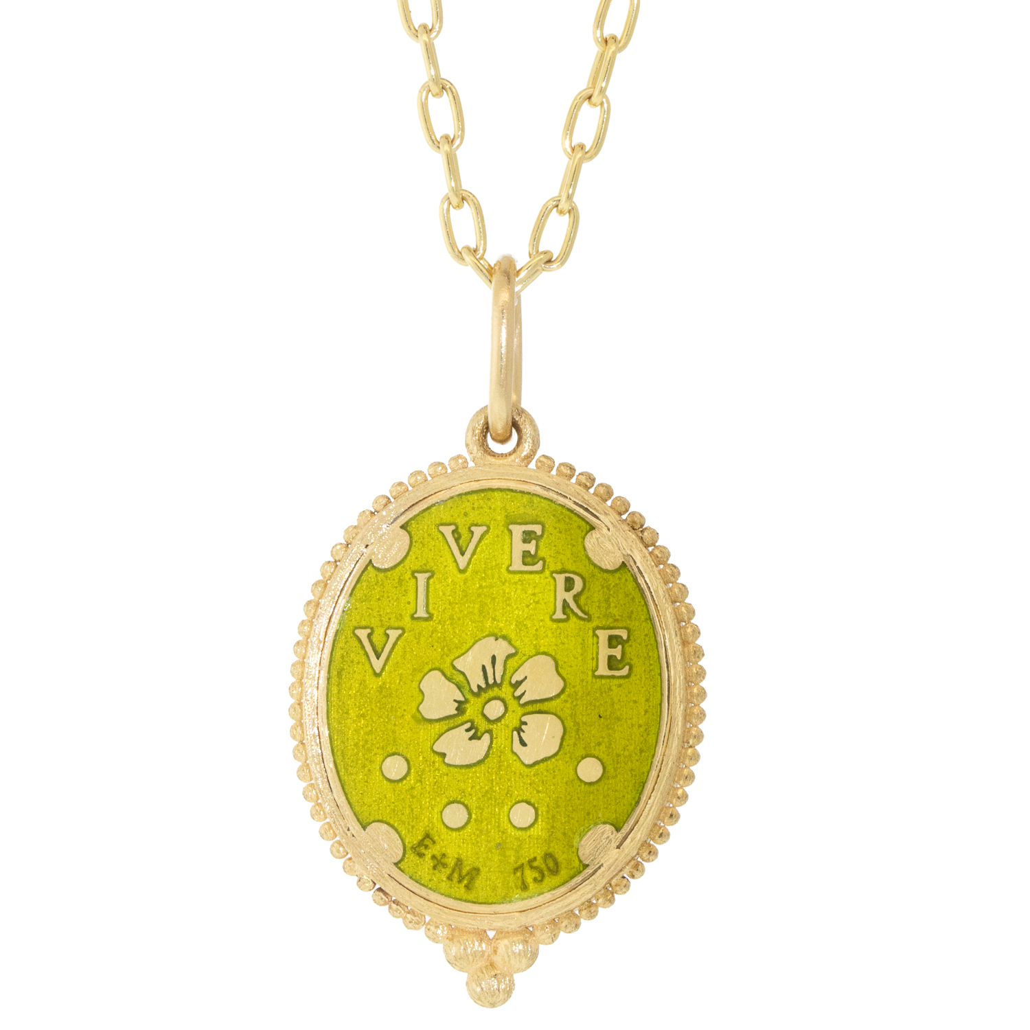 Erica Molinari: 18K /dia Stout hand painted vitreous enamel Scarab charm - granules (3) at bottom .045cts