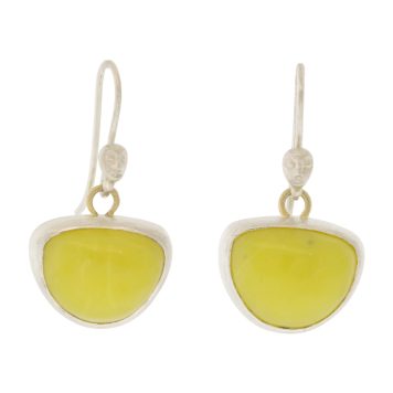 Hannah Blount: Citron Idocrase Figurehead Cameo Earrings - 14.6tcw Idocrase Vesuvianite, 18k YG, SS