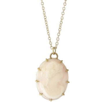 Hannah Blount: Maiden Vintage Cameo Necklace - Vintage Cameo, 14k YG, SS, - 18"