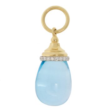 SYNA: Origin Mini Drop Pendant Blue Topaz (10ct) w/ Diamond Trim (0.1ct), 18k