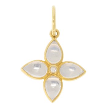 SYNA: Bloom Mini Florae Charm Moon Quartz (5.5ct) w/ Diamonds (0.025ct), 18k YG