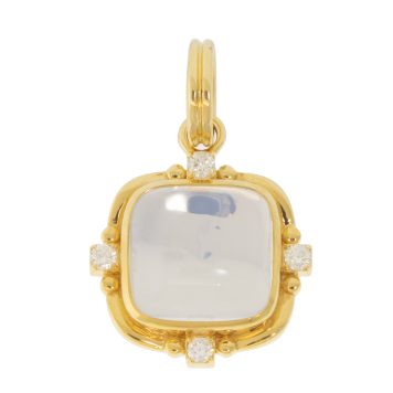 SYNA: Axia Quad Pendant Moon Quartz (4.65ct) w/ Diamonds (0.11ct), 18k YG