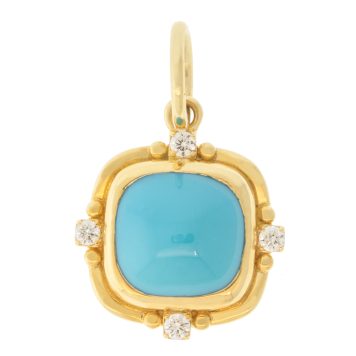 SYNA: Axia Quad Pendant Sleeping BeautyTurquoise (3.5ct) w/ Diamonds (0.11ct), 18k YG
