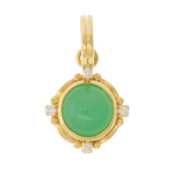 SYNA: Mini Axia Pendant Chrysoprase (2ct) w/ Diamonds (0.05ct), 18k YG