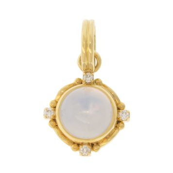 SYNA: Mini Axia Pendant Moon Quartz (2ct) w/ Diamonds (0.05ct), 18k YG