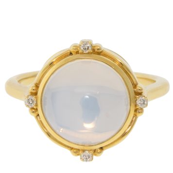 SYNA: Axia Moon Quartz (7.0ct) Ring w/ Diamonds (0.04ct), 18k YG