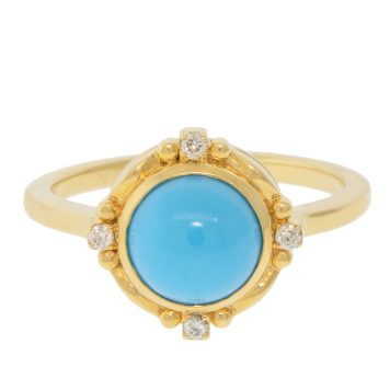 SYNA: Axia Mini Sleeping Beauty Turquoise (2.5ct) Ring w/ Diamonds (0.05ct), 18k YG