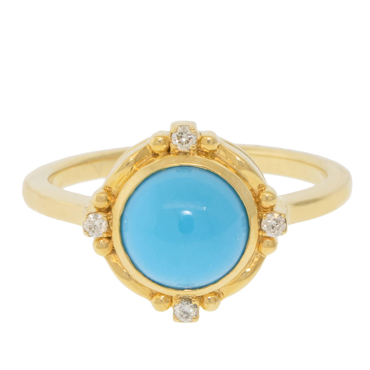 SYNA: Axia Mini Sleeping Beauty Turquoise (2.5ct) Ring w/ Diamonds (0.05ct), 18k YG