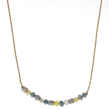 Margaret Solow: Multicolor Diamond Necklace, 18k, Nylon Cord
