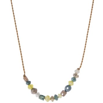 Margaret Solow: Multicolor Diamond Necklace, 18k, Nylon Cord