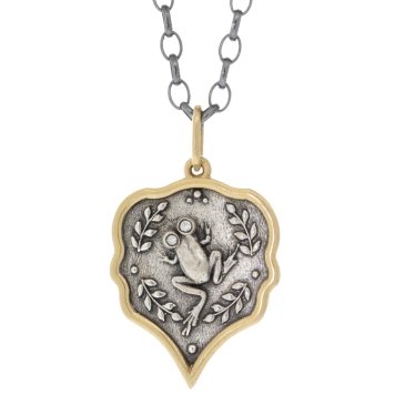 Erica Molinari: Charm, SS / 18k / DIA Medium Peeper Frog- "Live everyday of your life" Diamonds, .03 TCW
