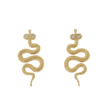 Erica Molinari: 18K DIA baby snake stud earrings - .01 cts white diamond eyes